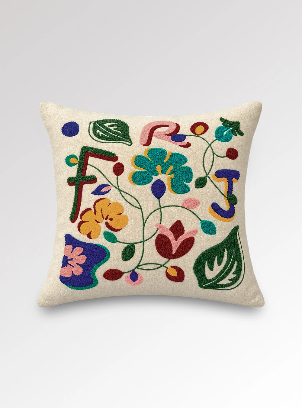 Heritage Bloom Embroidered Merino Wool Cushion