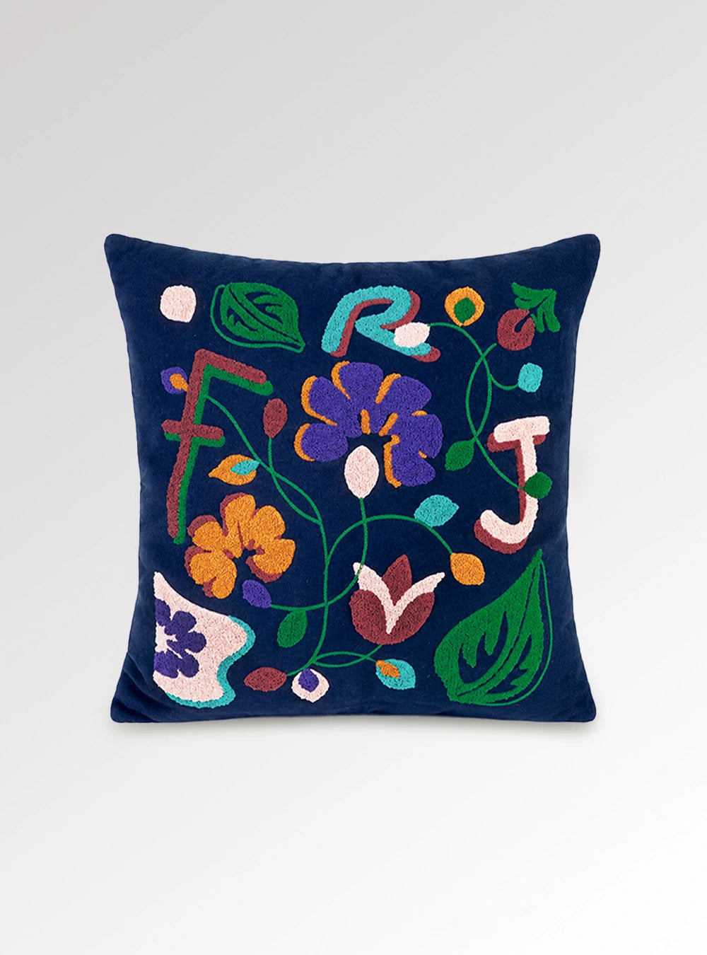 Heritage Bloom Embroidered Merino Wool Cushion