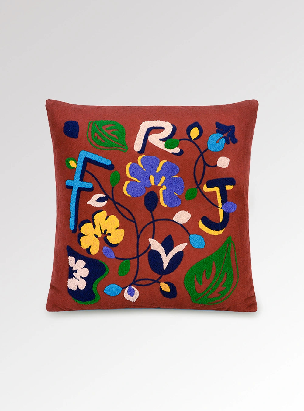 Heritage Bloom Embroidered Merino Wool Cushion