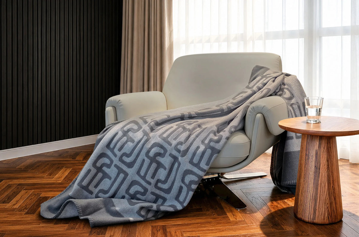 Freyjaloft home banner - large wool blanket - grey