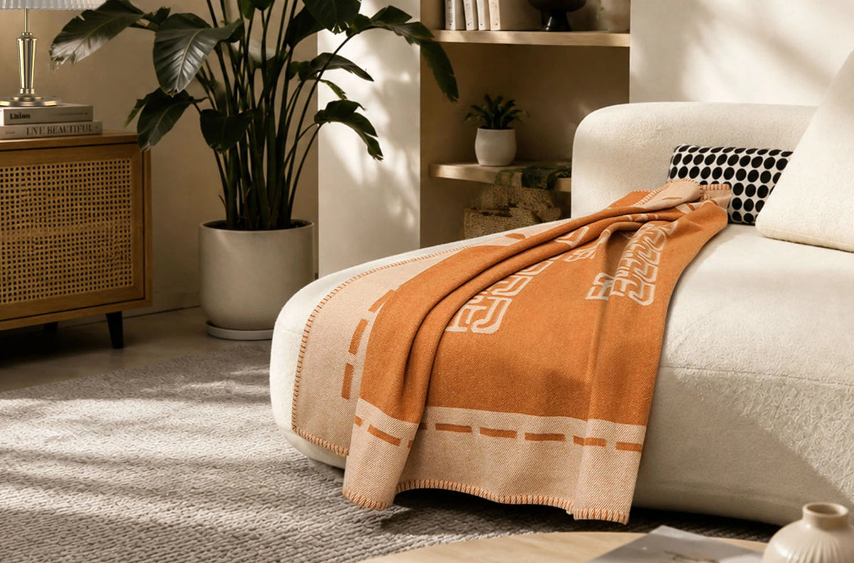 Freyjaloft home banner - signature medallion wool sofa throw