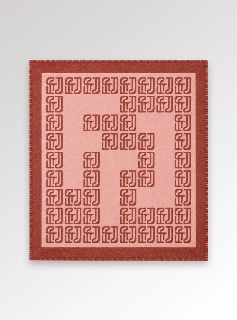Signature Grid Alpaca & Cashmere Blanket - Terracotta