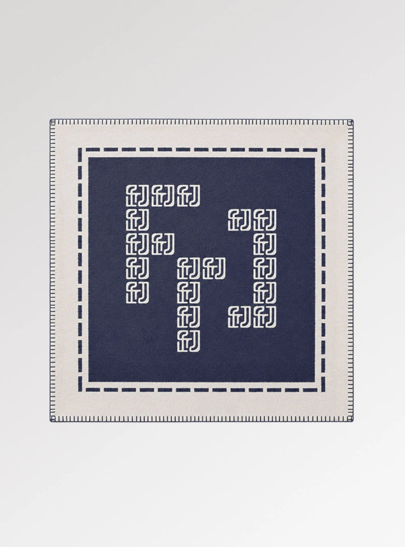 Signature Medallion Alpaca & Cashmere Throw - Navy Blue