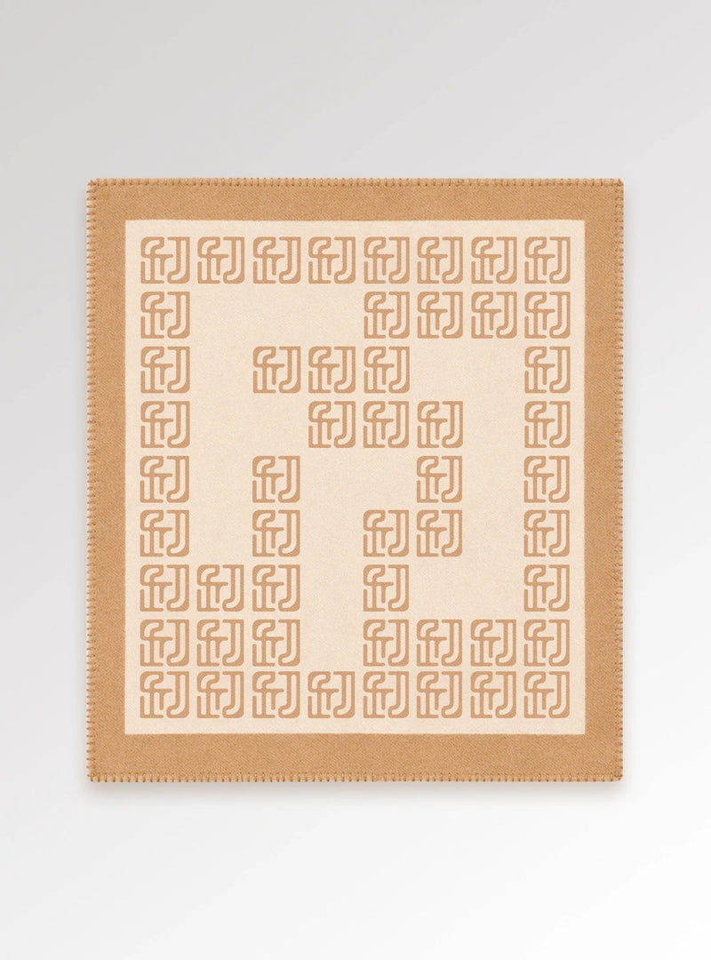Signature Grid Alpaca & Cashmere Blanket - Light Camel