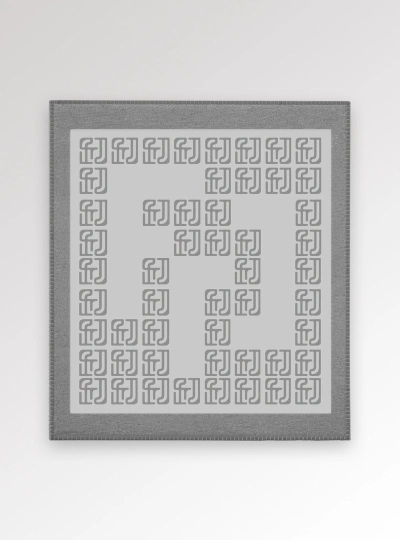 Signature Grid Alpaca & Cashmere Blanket - Slate Grey