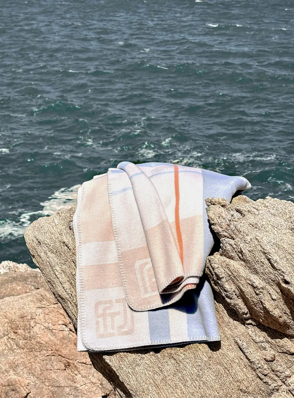Freyjaloft Chroma Nomad plaid wool throw - blue and orange