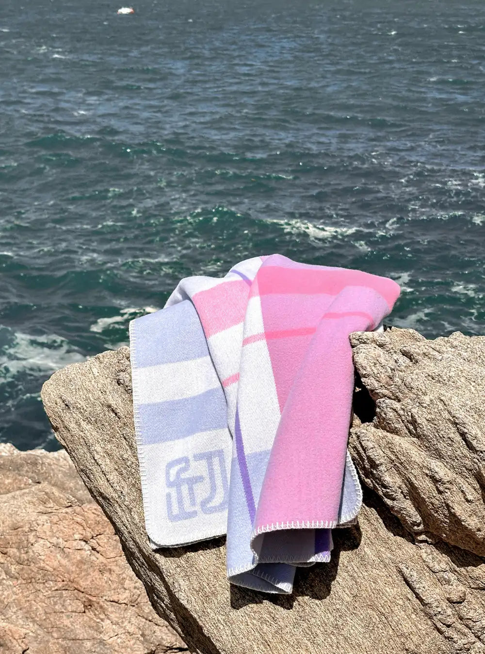 Freyjaloft Chroma Nomad plaid wool throw - pink and violet